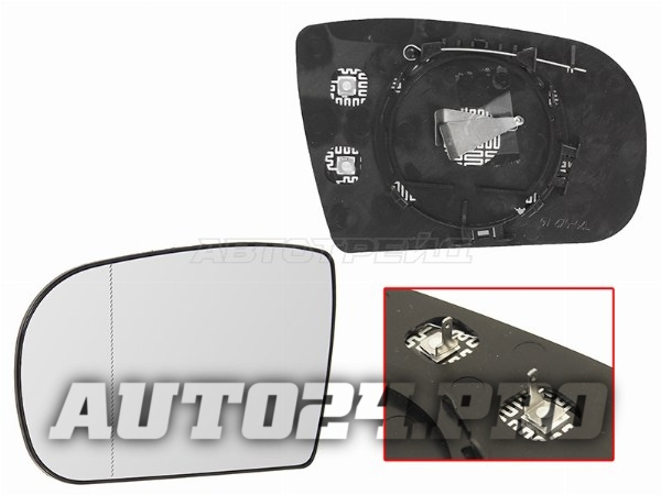 Полотно зеркала MERCEDES W210 98-02 LH асферическое с обогревом