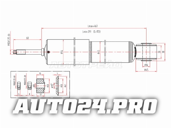 Амортизатор RR MMC PAJERO/SPORT/CHALLENGER 90-/FR SSANG YONG ISTANA/HYUNDAI GRACE 95-03 LH=RH