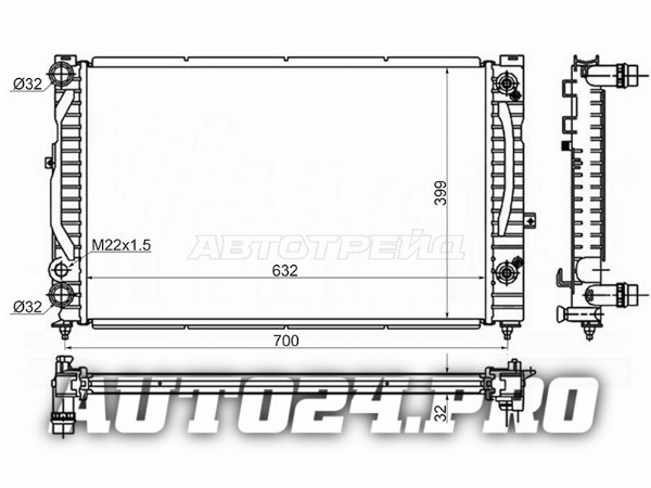 Радиатор Audi A4 94-01 / A6 97-05 / Volkswagen Passat 96-05 / Audi S6 99-04 / Skoda Superb 02-08