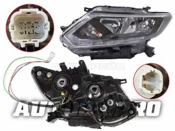 Фара NISSAN X-TRAIL 14-17 LH галоген, ДХО, с электрокорректором