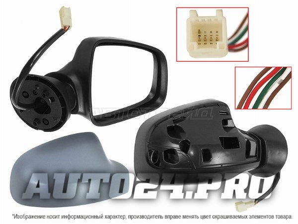 Зеркало RENAULT DUSTER 10-21/LOGAN/SANDERO 10-14/LADA LARGUS 12-/NISSAN TERRANO 14-22 RH обогрев, 5к