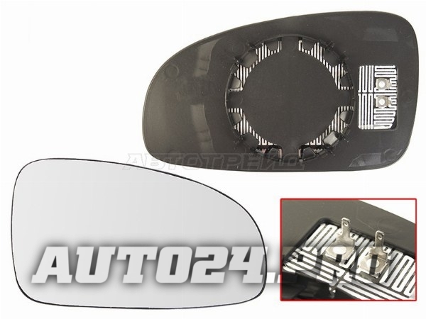 Полотно зеркала CHEVROLET AVEO (T200)/ DAEWOO KALOS 02- RH сферическое с обогревом