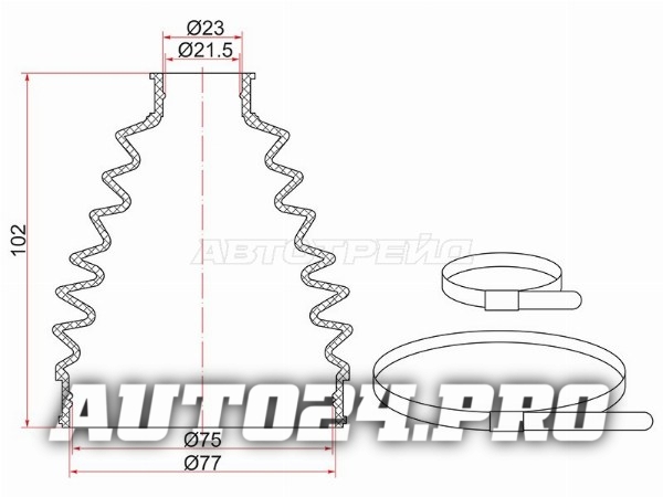 Пыльник шрус наружный MAZDA 3/AXELA BL/BK 03-13/KIA CEED 06-12  (2 хомута. резина)