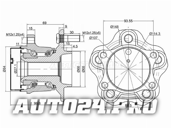 Ступичный узел задн. NISSAN QASHQAI 06-/X-TRAIL 07- 2WD