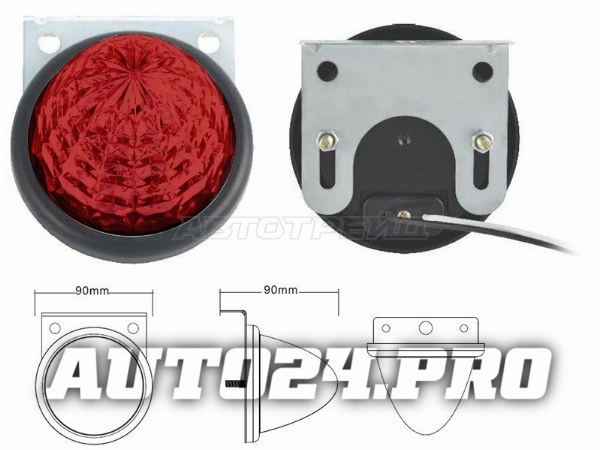Боковые огни UNIVERSAL 24V (d90x90mm) диодный, красный