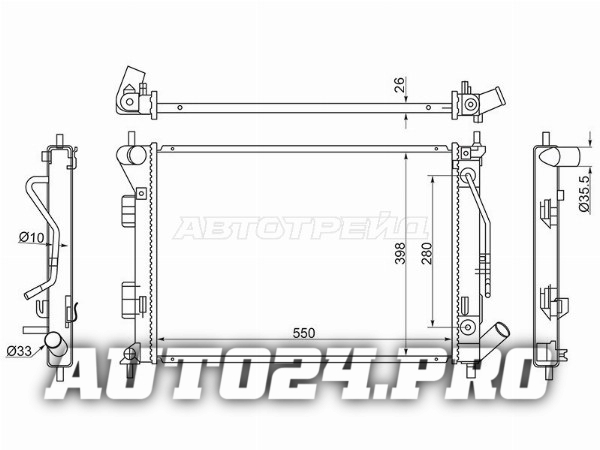 Радиатор Hyundai Creta 15-20 / Elantra 10-16 / Kia Ceed 12-18 / Soul 08-14 / Hyundai i30 11-17 / Kia