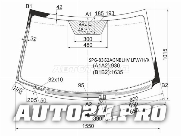 Стекло лобовое (Обогрев щеток) Toyota Highlander 07-13 / Kluger V 07-13