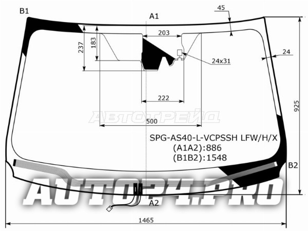 Стекло лобовое (Обогрев щеток/ Одна камера/ Датчик дождя) Toyota RAV4 (XA40) 12-19