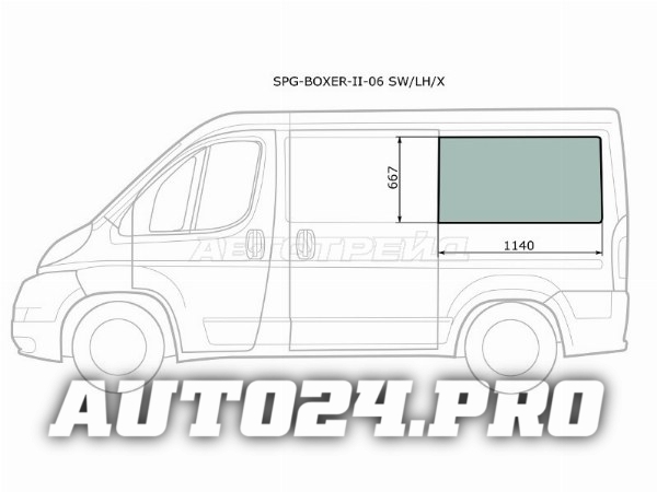 Стекло кузова боковое (не опускное) (Слева/ Цвет зеленый) Peugeot Boxer 06- / Citroen Jumper 06- / F