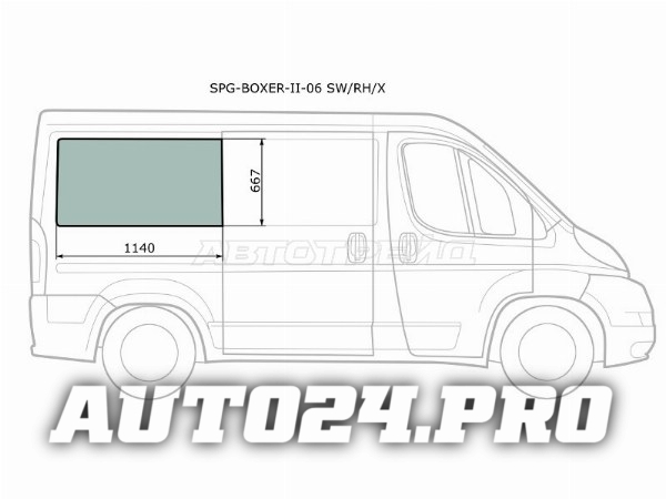 Стекло кузова боковое (не опускное) (Справа/ Цвет зеленый) Peugeot Boxer 06- / Citroen Jumper 06- /
