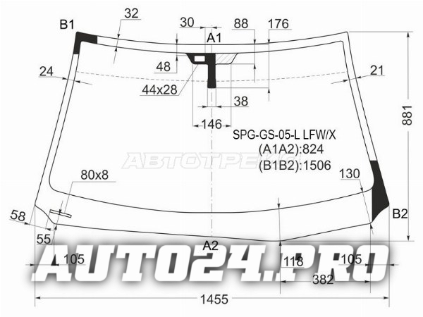 Стекло лобовое (Датчик дождя) Lexus GS300 05-12 / GS350 05-11 / GS430 05-07 / GS450h 05-12
