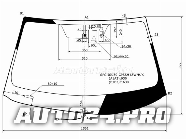 Стекло лобовое (Обогрев щеток/ Одна камера/ Датчик дождя) Toyota Highlander 13-20