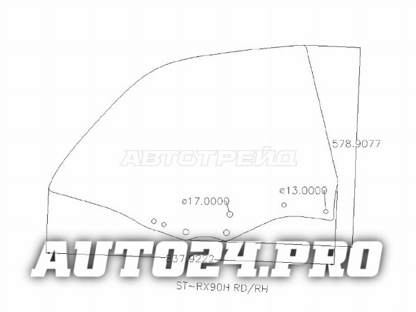 Стекло боковое опускное (Сзади/ Слева/ Цвет зеленый) Toyota Mark II (X90) 92-96