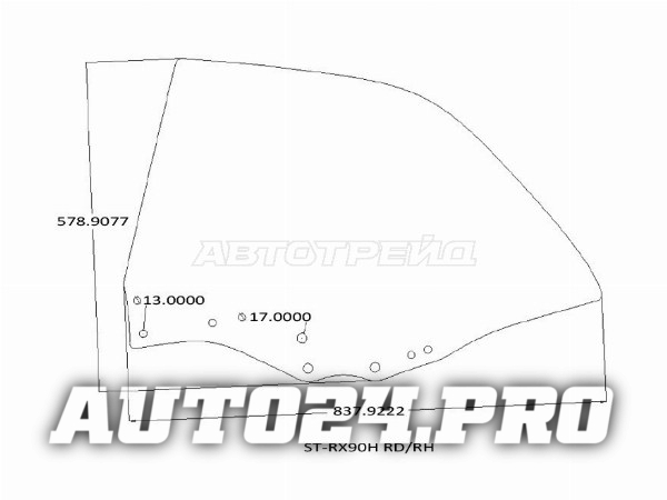 Стекло боковое опускное (Сзади/ Справа/ Цвет зеленый) Toyota Mark II (X90) 92-96