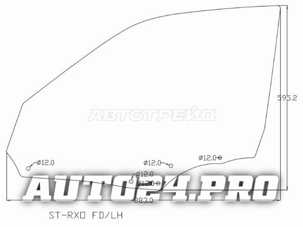 Стекло боковое опускное (Спереди/ Слева/ Цвет зеленый) Toyota Mark II (X100) 96-00 / Chaser (X100) 9