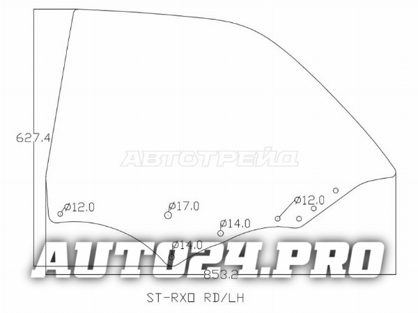 Стекло боковое опускное (Сзади/ Слева/ Цвет зеленый) Toyota Mark II (X100) 96-00