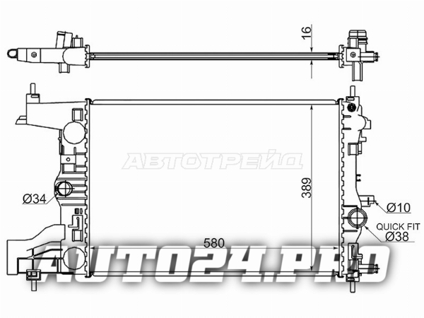 Радиатор Chevrolet Cruze 09-18 / Daewoo Lacetti 08-11 / Opel Astra 09-15 / Zafira 11-16 / Chevrolet