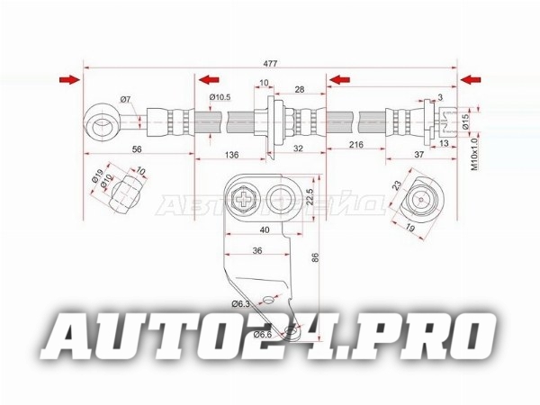 Шланг тормозной перед (Таиланд) HONDA ODYSSEY/AVANCIER/ACCORD/TORNEO CF#/CL#/CH#  99- RH