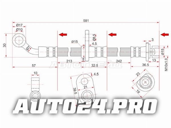 Шланг тормозной передний (Таиланд) HONDA CIVIC 01- RH