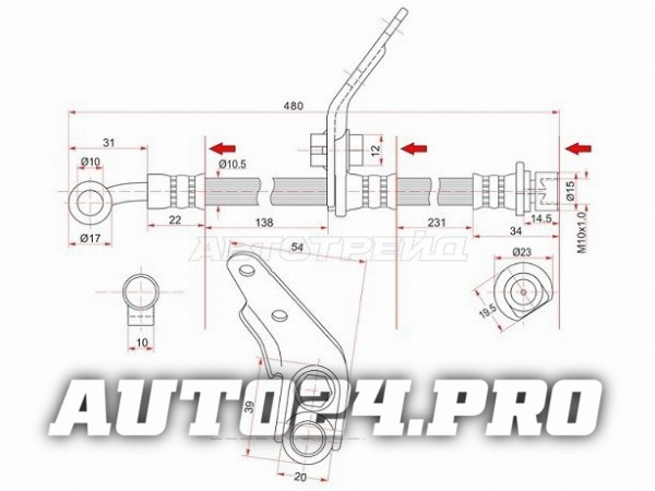 Шланг тормозной передний (Таиланд) HONDA ACCORD 02- RH