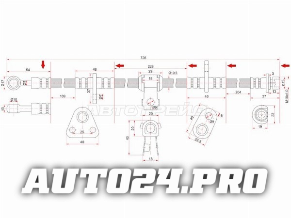 Шланг тормозной передний (Таиланд) HONDA ACCORD 93-97/ODYSSEY 94-99 LH