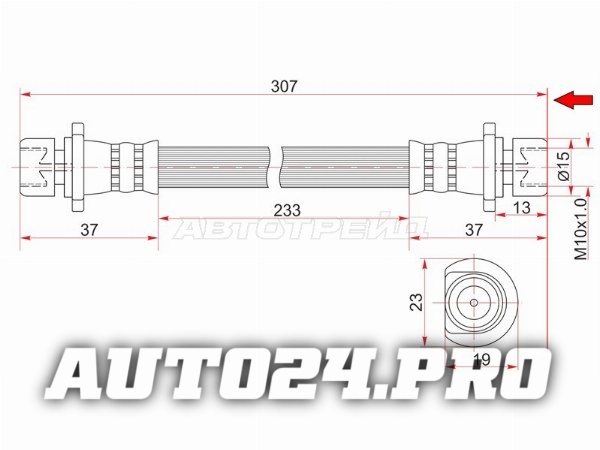 Шланг тормозной задний (Таиланд) HONDA CIVIC/STREAM 01-06 LH=RH