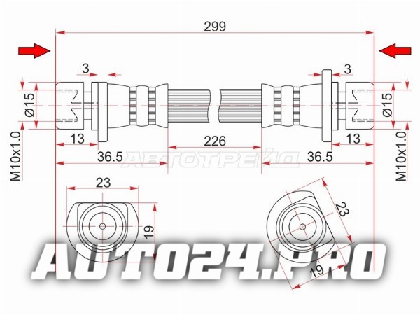 Шланг тормозной задний (Таиланд) HONDA CITY/FIT/JAZZ 01-/AIRWAVE/PARTNER 05- RH