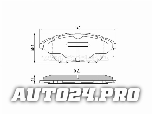 Колодки тормозные перед TOYOTA HILUX KUN1#/2#/3# 04-12
