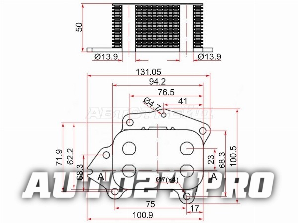 Радиатор масляный CITROEN BERLINGO 96-/C-ELYSEE 12-/FORD C-MAX 10-/FIESTA 08-/FOCUS 04-11/FOCUS 11-/