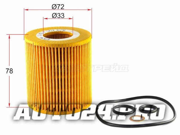 Фильтр масляный (картридж) BMW 1 E81/E82/E87/E88/3 E46/E90/E91/E92/E93/5 E60/E61/X1 E84/X3 E83/Z4 E8