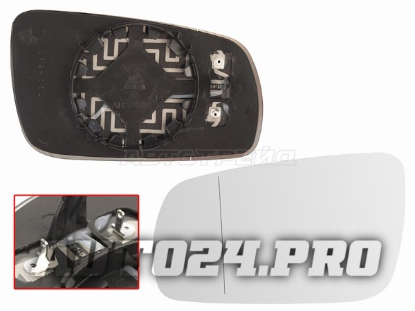 Полотно зеркала VW PASSAT B5 97-03/BORA 98-05/GOLF 97-05 LH асферическое с обогревом