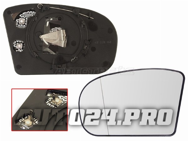 Полотно зеркала MERCEDES W203 00-07/W211 02-06 LH асферическое с обогревом