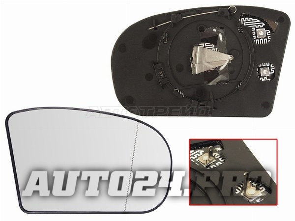 Полотно зеркала MERCEDES W203 00-07/W211 02-06 RH асферическое с обогревом