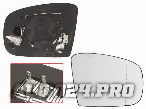 Полотно зеркала MERCEDES GL X164 06-08/GLK X204 08-10/M W163 01-05 RH асферическое с обогревом