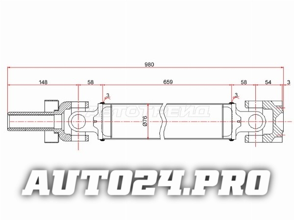 Вал карданный перед MITSUBISHI PAJERO V4#W 6G72/MONTERO V4#W 6G72