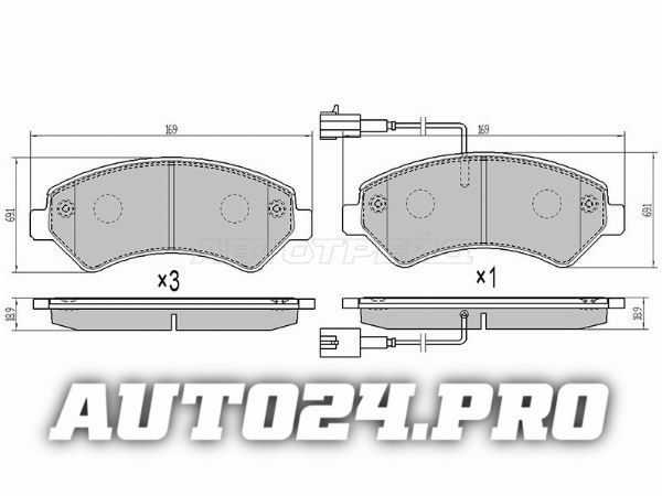 Колодки тормозные перед PEUGEOT BOXER 06- (2 датчика износа)
