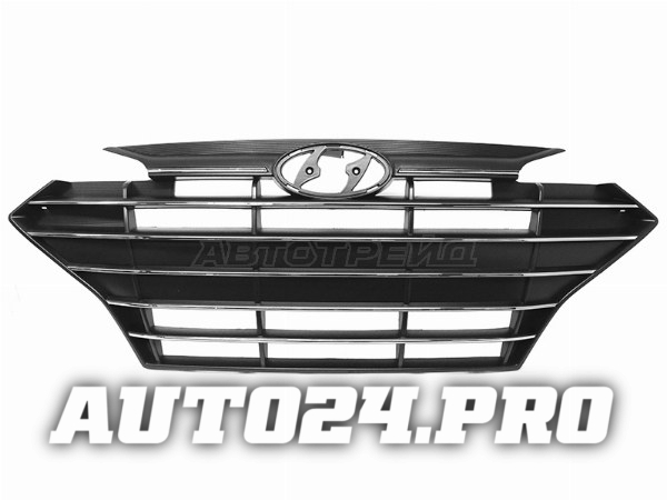 Решетка радиатора HYUNDAI ELANTRA 18-20 все полосы Хром/без отв. под сонары