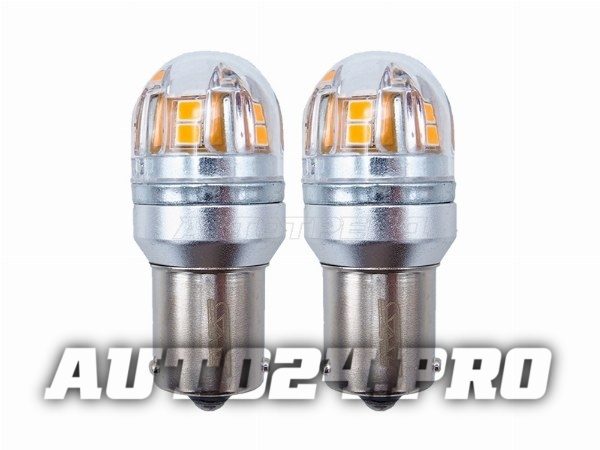 Лампа дополнительного освещения 12V PY21W 2.8W/320LM  Canbus LED Оранжевая (Комплект 2 шт.)
