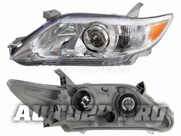 Фара TOYOTA CAMRY 09-11 LH не ксенон/без корректора, хром, с желтым поворотом
