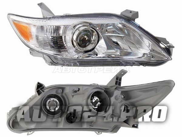 Фара TOYOTA CAMRY 09-11 RH не ксенон/без корректора, хром, с желтым поворотом