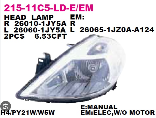 215-11C5L-LD-EM TIIDA 08-10 ФАРА ЛЕВАЯ ЭЛЕКТРИКА ХРОМ