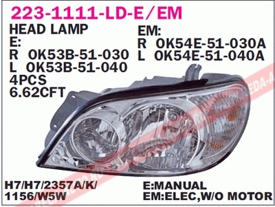 223-1111R-LD-EM CARNIVAL 02-06  ФАРА ПРАВАЯ ЭЛЕКТР. 223-1111R-LD-EM