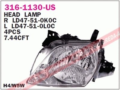 316-1130L-US MPV 02-03 ФАРА ЛЕВАЯ  316-1130L-US