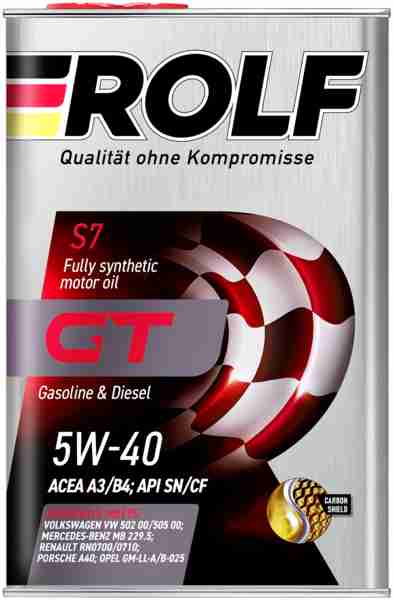 ROLF 322229 Масло моторное синтетическое GT 5W40 SN/CF, A3/B4 4л