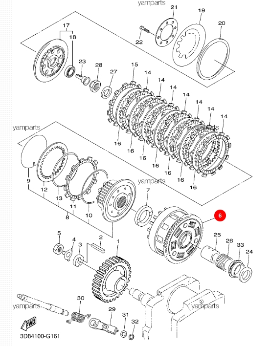 YAMAHA 3D81615020 Корзина дисков сцепления 3D81615020, 3D8-16150-20
