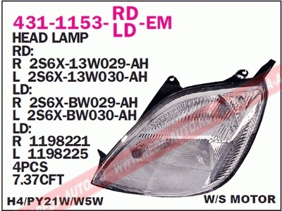 431-1153R-LD-EM FIESTA 02-05 ФАРА ПРАВАЯ  DEPO 431-1153R-LD-EM