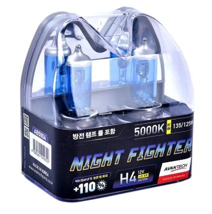 AVANTECH AB5004 Лампа галогеновая H4 12V 60/55W (135/125W) 5000K упак.2шт