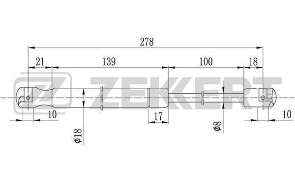 ZEKKERT GF1500 Пружина газовая багажника