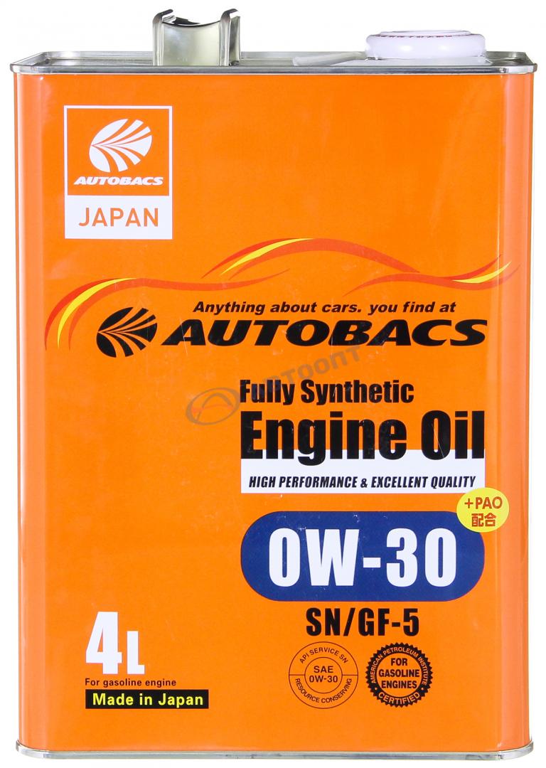 Масло моторное Autobacs ENGINE OIL FS 5W30 [CFGF-6A] синтетическое 4л (металлическая канистра)